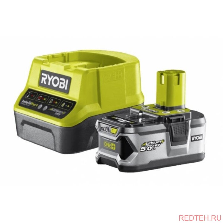Аккумулятор Ryobi ONE+ RC18120-150 (18 В; 5.0 А*ч; Li-Ion) + зарядное устройство RC18120