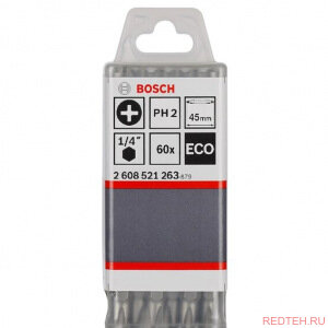 Биты двусторонние 60 шт. ECO PH2/PH2 Bosch 2.608.521.263